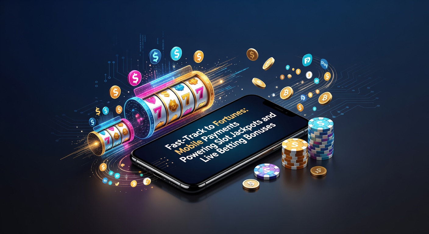 Smartphone mit mobiler Zahlungs-App, das einen Slot-Jackpot aufleuchten lässt, während Live-Betting-Odds im Hintergrund flackern