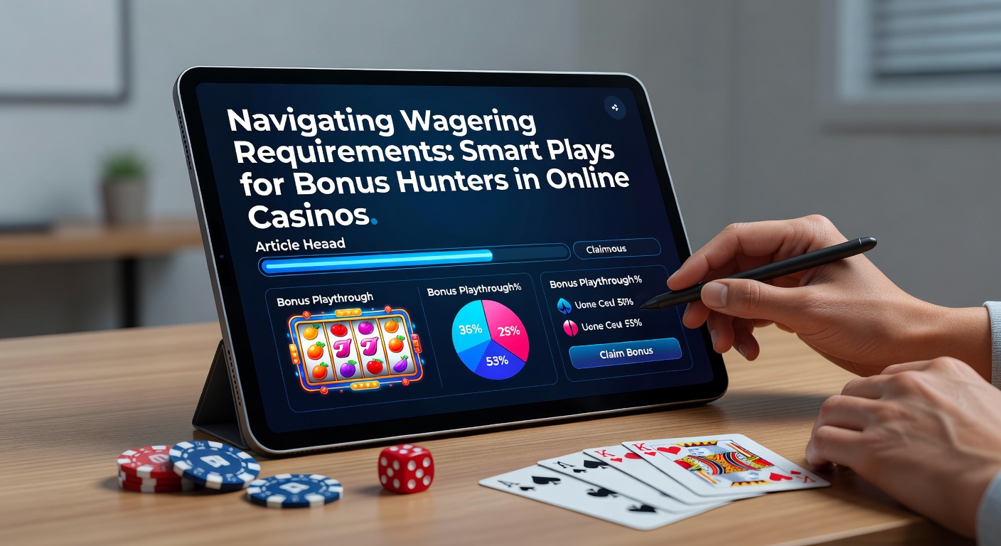 Grafik mit Casino-Chips und Bonus-Symbolen, die Wagering-Anforderungen illustrieren